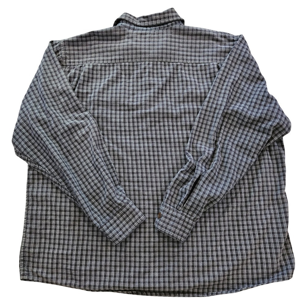 Wrangler Mens 2XL Plaid Flannel Button Down Shirt Navy Blue Grey Western - Picture 6 of 6